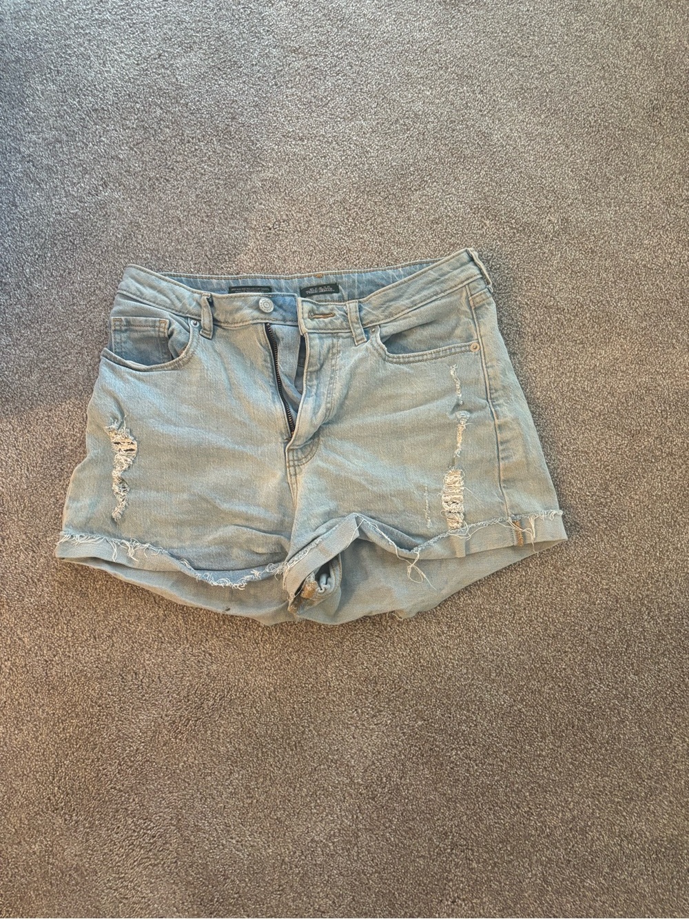 wild fable Light Blue Distressed Denim Roll-Cuff Shorts